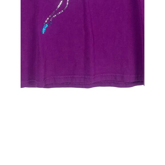 Faded Glory Girls Purple Long-Sleeve Shirt With Blue Sequin Ballerina Design L - Picture 5 of 7